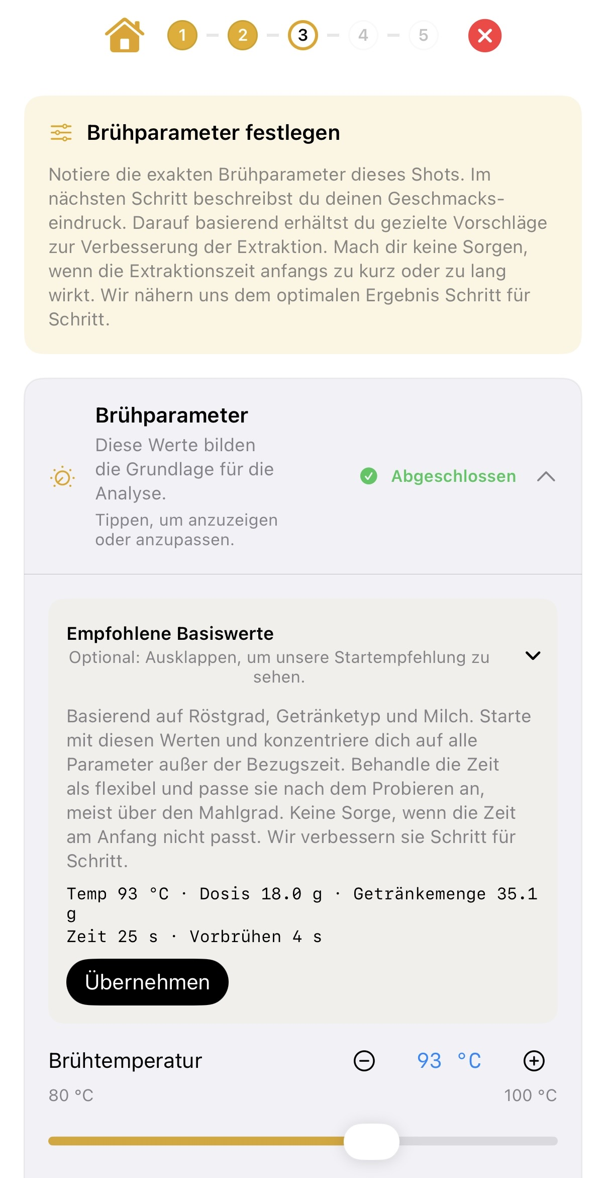 Shot Analyse mit Empfehlungen